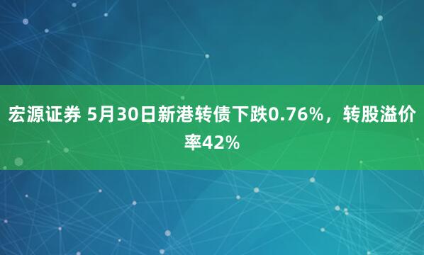 宏源证券 5月30日新港转债下跌0.76%，转股溢价率42%